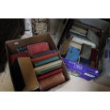 Three boxes of assorted books, including 'The Poetical Works of William Cowper',