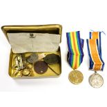 WW1 Princess Mary's Gift tin 1914 with original finish along with British War Medal 1914-1918 and