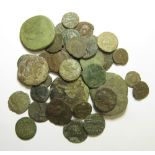 Collection of 40 Roman Bronze Coins Mixed lot of Roman coins, including coins of Claudius, Nero,