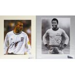 Signed Photographs: A pair of signed photographs, one signed by Pele,