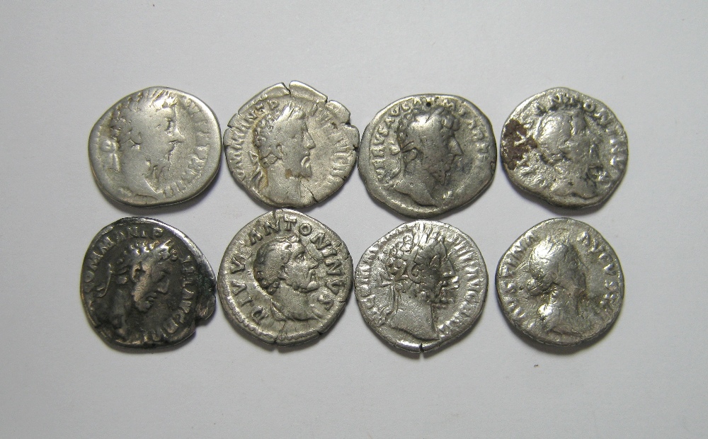 A Group of 8 Roman Silver Denarii To include coins of Commodus (3), Lucius Verus, Faustina Junior,