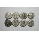 A Group of 8 Roman Silver Denarii To include coins of Commodus (3), Lucius Verus, Faustina Junior,