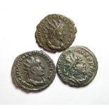 Three Roman Antoniniani, Valerian, Postumus Victorinus Valerian I Silver Antoninianus,