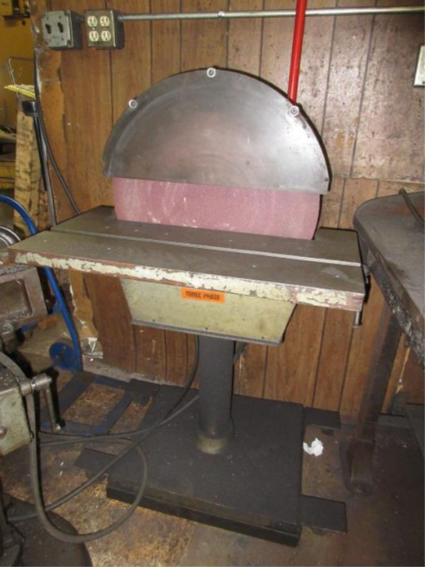 Baldor Disc Sander. Baldor 20" Disc Sander, 2-hp, 208-230/460VAC. SN# F895. HIT# 2160198. bldg. 1.