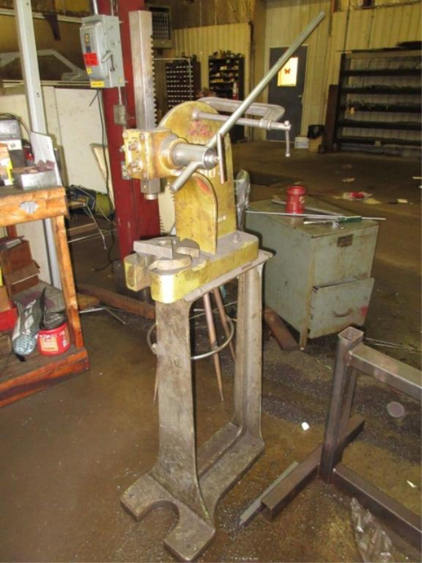 Enco Arbor Press. Enco No. 2 Manual Arbor Press, includes stand. HIT# 2160197. bldg. 1. Asset