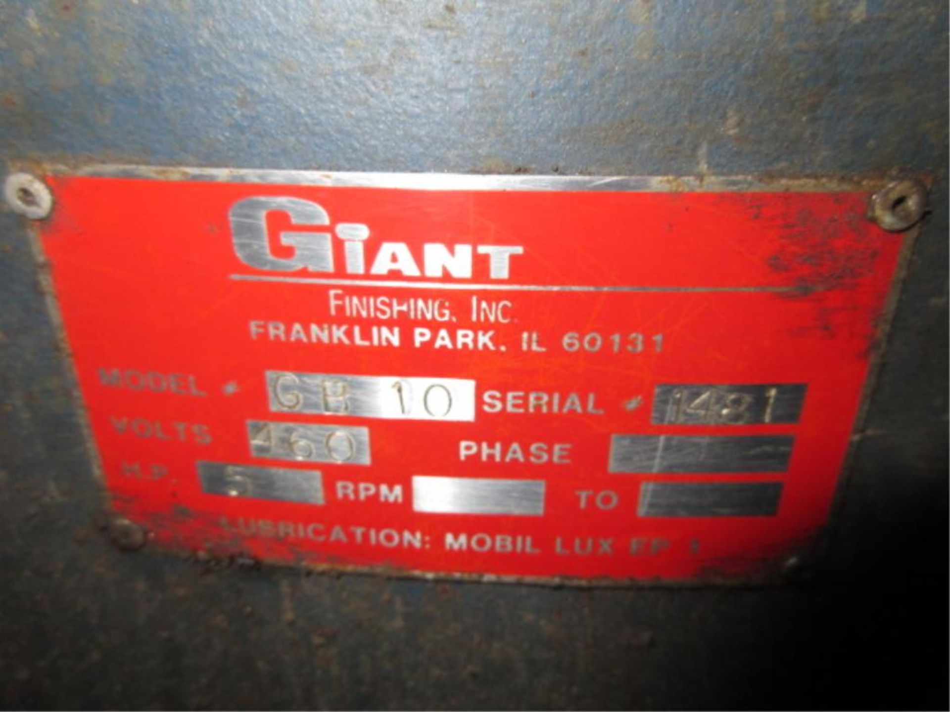 Giant Vibratory Finisher . Giant GB 10 60" Diameter Vibratory Finisher, 5 hp, coolant tank and - Image 5 of 5