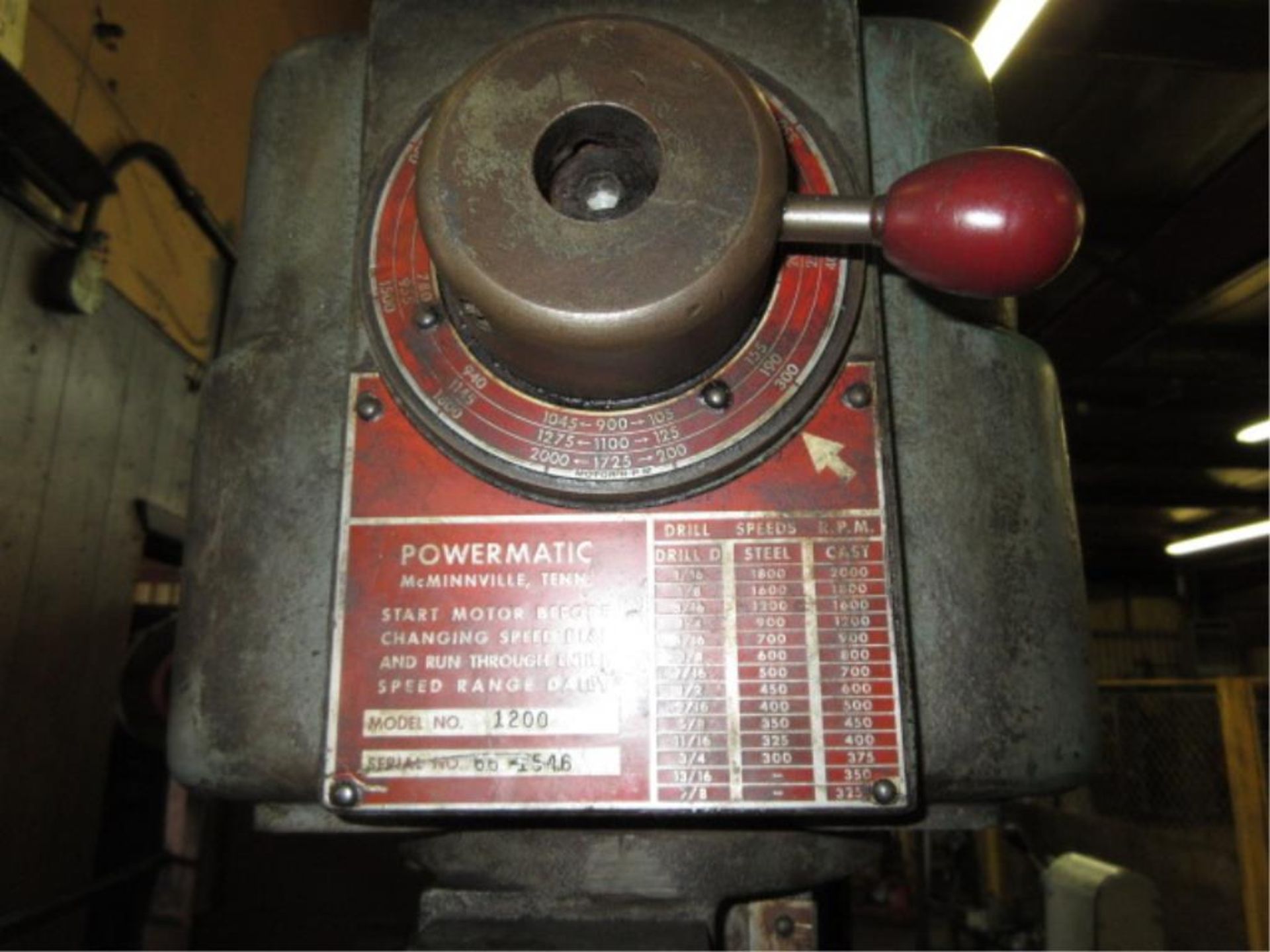 Powermatic Drill Press. Powermatic 1200 20" Variable Speed Drilling/Tapping Machine, 1-hp, spindle - Image 4 of 5