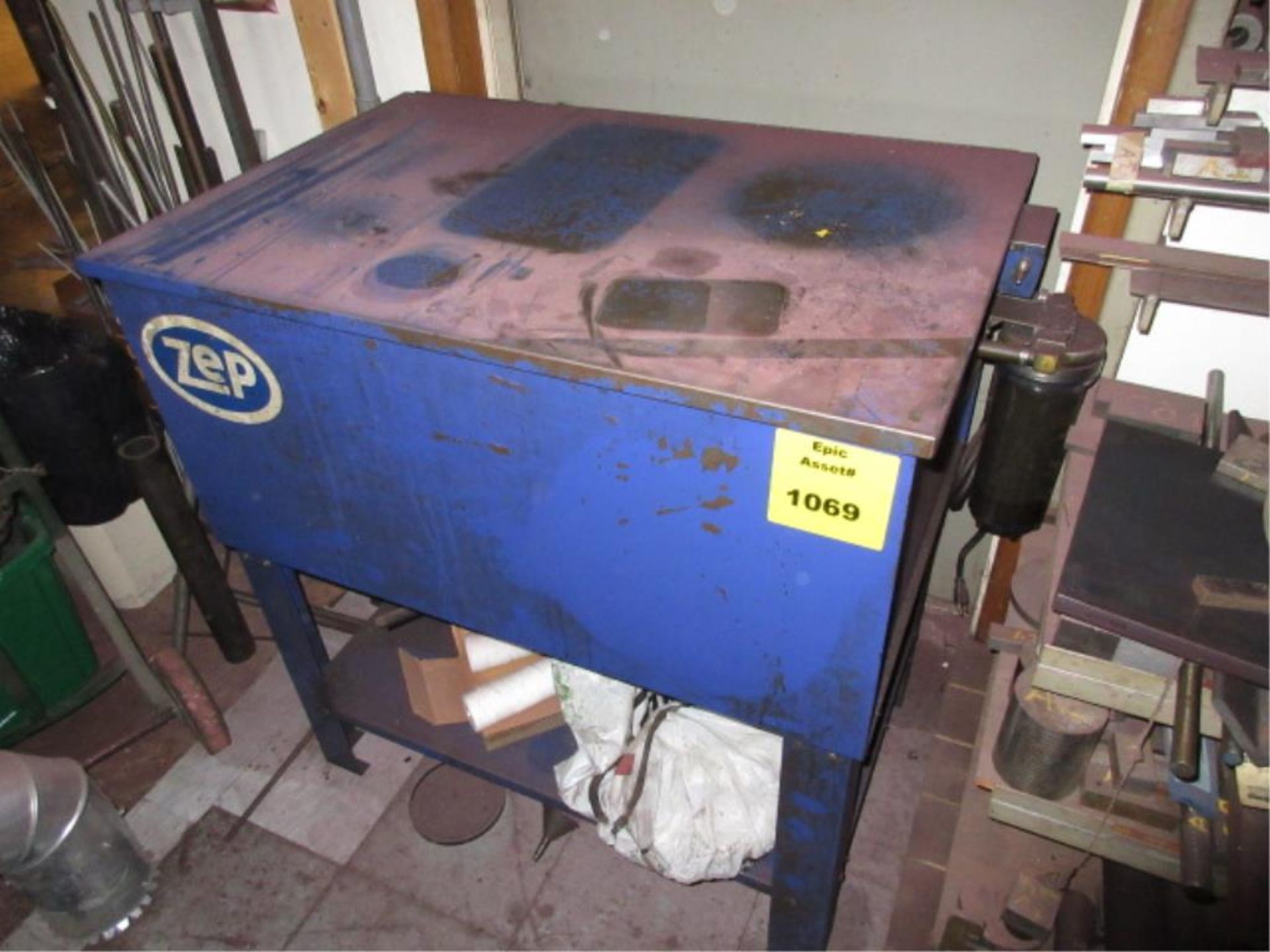 Zep Power Parts Washer. Zep Power Parts Wash Tank, 115VAC. Asset# 1069. HIT# 2160229. west bldg..