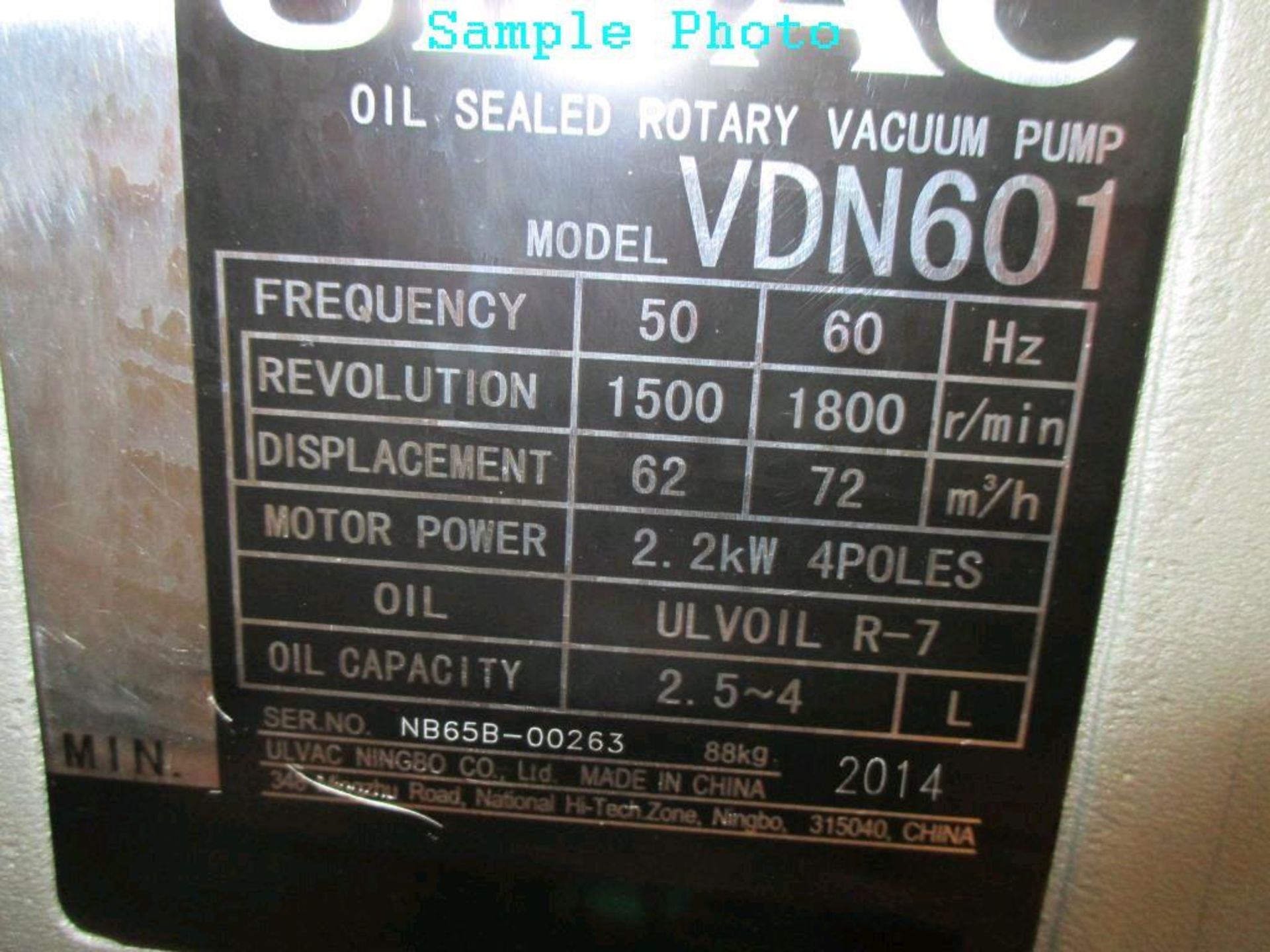 Ulvac VD601 Lot Includes (1) Ulvac VD601 Vacuum Pumps (mfg. 2014). Asset Located at 3WAY Logistics - Image 4 of 5