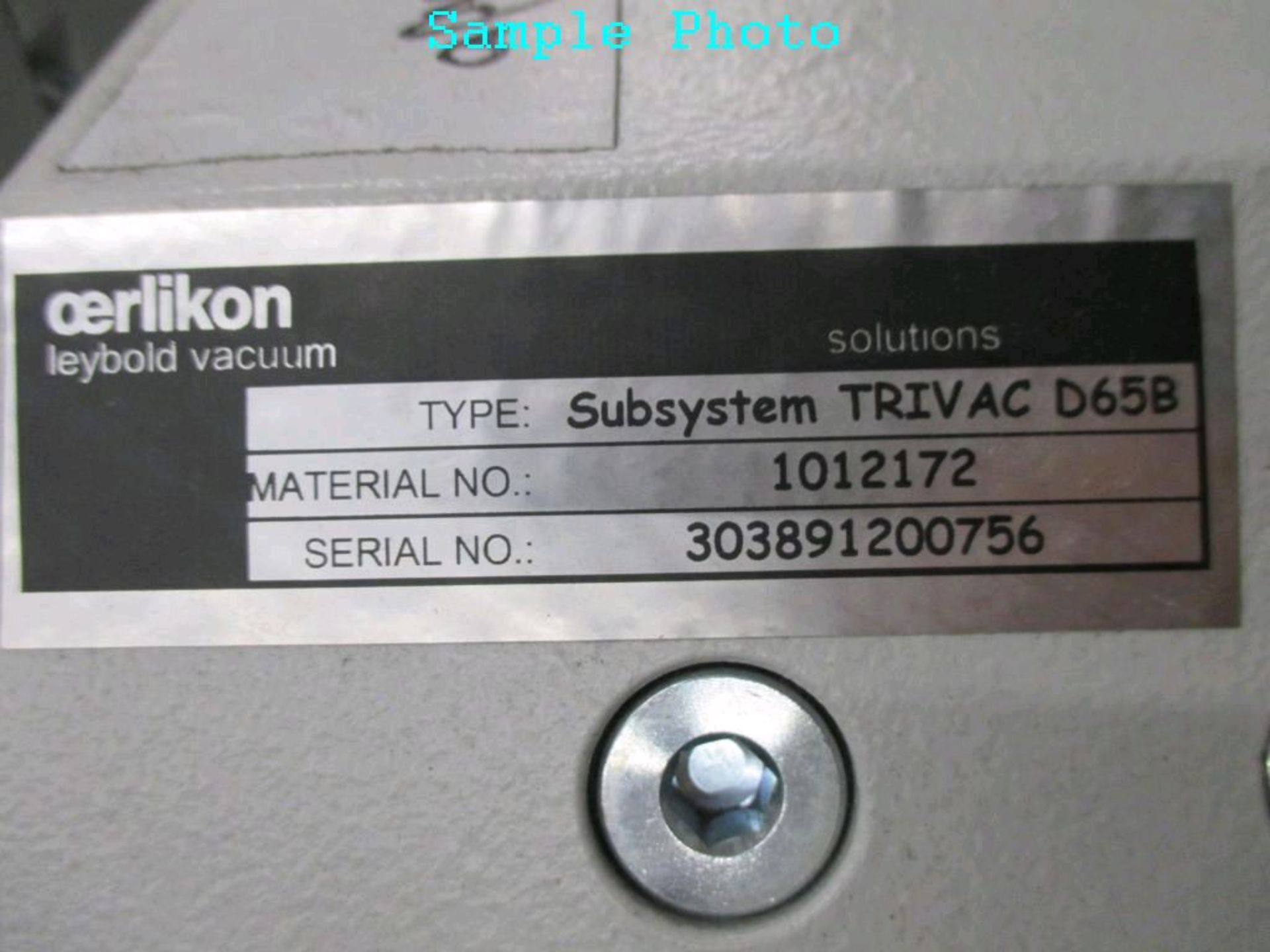 Oerlikon Leybold D65B Lot Includes (1) Trivac D65B Vacuum Pump (mfg. 2014). Asset Located at 3WAY - Image 3 of 8