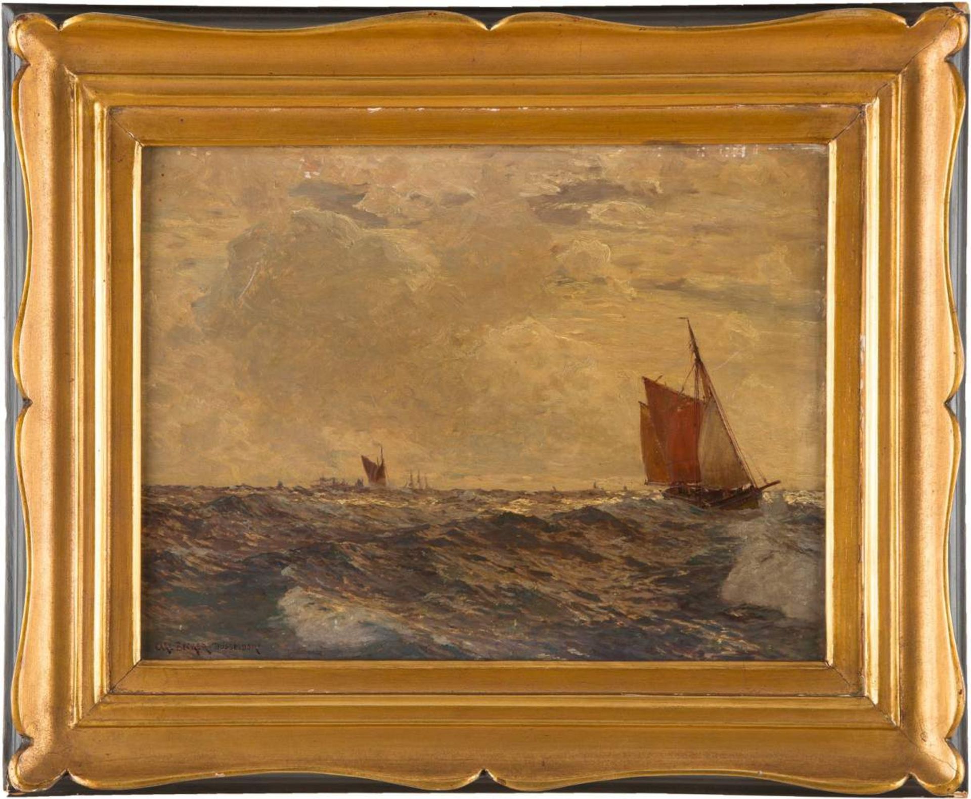 CARL BECKER1862 Hameln - 1926 Hamburg/Blankenese'Nordsee' Öl auf Platte. 31,5 x 41 cm. Signiert