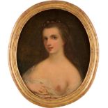 ENGLISCHER MEISTERTätig um 1800Portrait einer Dame als Ceres Öl auf Leinwand. Im Oval 55,5 x 46,5