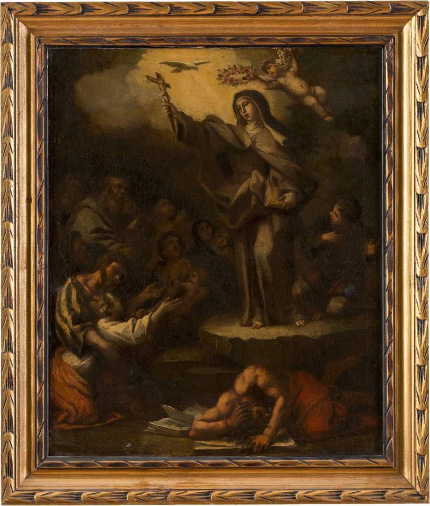 OBERITALIENISCHER MEISTERTätig 1. Hälfte 18. Jh.Erscheinung der Heiligen Katharina (?) Öl auf - Bild 2 aus 2