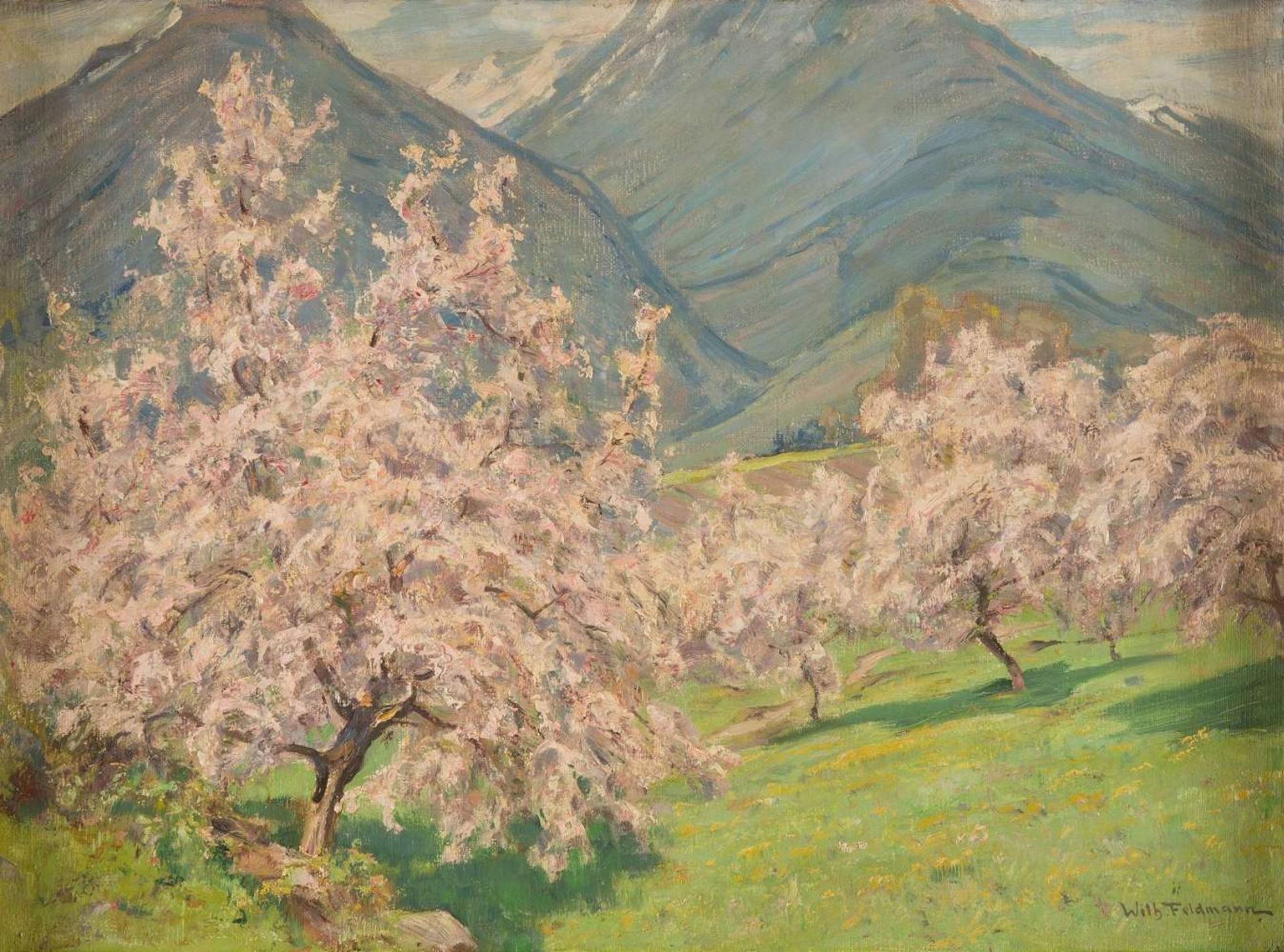 WILHELM FELDMANN1859 Lüneburg - 1932 Lübeck'Frühling bei Meran' Öl auf Leinwand. 45,5 x 60. Signiert - Bild 2 aus 3