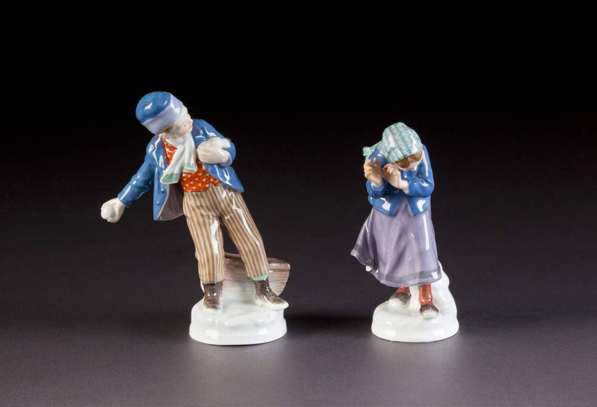 PAAR SELTENE JUGENDSTILFIGUREN Deutsch, Meissen, Anfang 20. Jh., Entwurf (1905-1910): Alfred König