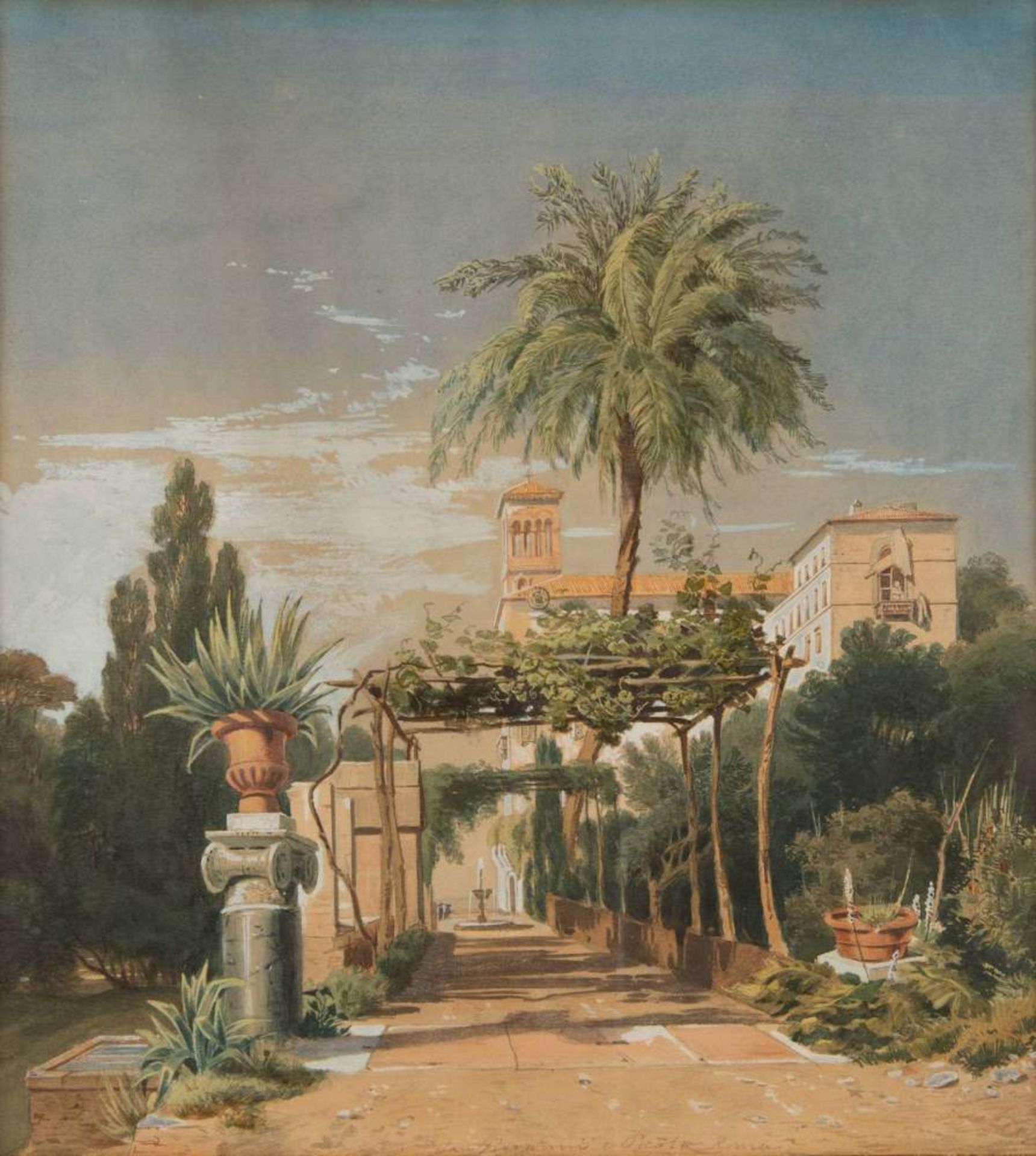 ITALIENISCHER AQUARELLISTTätig im 19. Jh.Ansicht von Santi Giovanni e Paolo, Rom Aquarell über