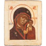 AN ICON OF THE KAZANSKAYA MOTHER OF GODRussian, 18th century Tempera on wood panel with kovcheg. The