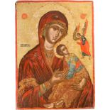 AN IMPORTANT AND MONUMENTAL ICON SHOWING THE MOTHER OF GOD OF THE PASSIONGreek, 17th century Tempera