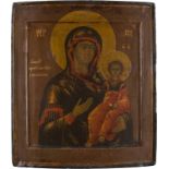 AN ICON SHOWING THE SMOLENSKAYA MOTHER OF GODRussian, 17th century Tempera on wood panel with double