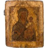 AN ICON OF THE SMOLENSKAYA MOTHER OF GODRussian, 16th century Tempera on wood panel with double