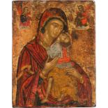 A FINE ICON SHOWING THE MOTHER OF GOD PELAGONITISSA (THE VIRGIN WITH THE PAYING CHILD)Veneto-Cretan,