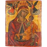 A LARGE ICON OF THE HODIGITRIA MOTHER OF GODVeneto-Cretan, 17th century Tempera on wood panel.