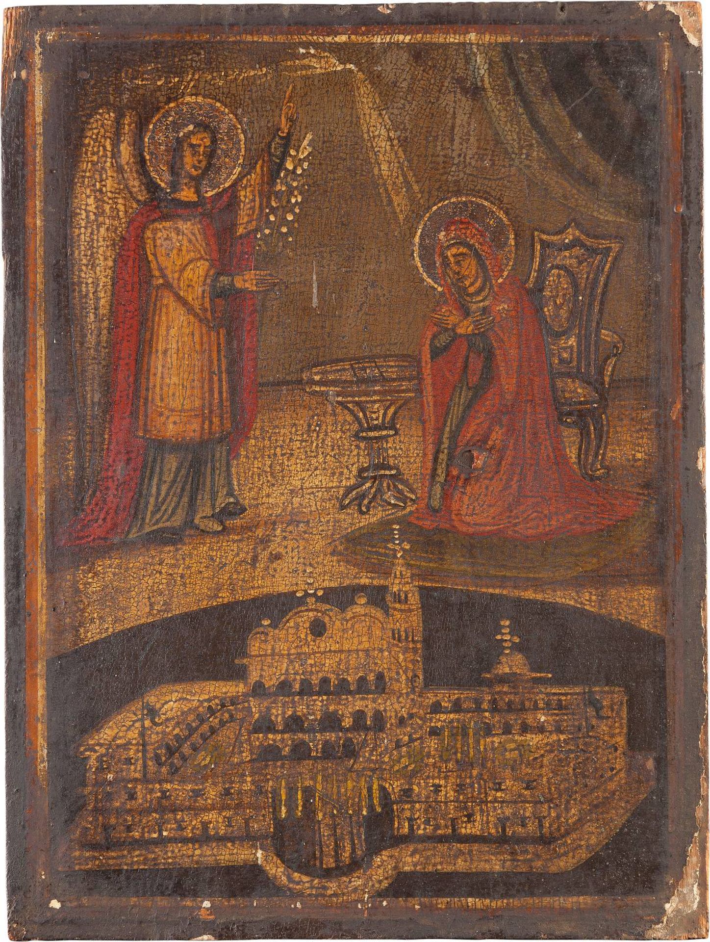 THREE ICONS SHOWING THE DEISIS, THE FEODOROVSKAYA MOTHER OF GOD AND THE ANNUNCIATIONRussian / - Bild 2 aus 3