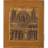 A RARE ICON SHOWING A HYMN TO THE MOTHER OF GODRussian, in the 17th century style, 19th century