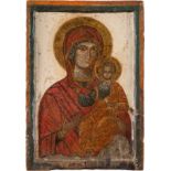 AN ICON SHOWING THE HODIGITRIA MOTHER OF GODBalkan, circa 1800 Tempera on wood panel with kovcheg.