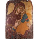 A MONUMENTAL ICON SHOWING THE GLYKOPHILOUSA MOTHER OF GODGreek, 17th century Tempera on wood