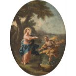 ITALIENISCHER MEISTER Tätig um 1650/80 DIE BERUFUNG DES HL. PETRUS Öl auf Leinwand (oval, doubl.).