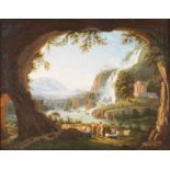 LUDWIG PHILIPP STRACK 1761 Haina - 1836 Oldenburg IDEALLANDSCHAFT BEI TIVOLI MIT WASSERFALL,