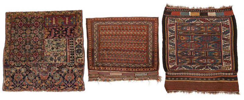 DREI TEPPICHE A) HAMEDAN WAGIREH Persien, 1. Viertel 20. Jh. 74 x 69 cm. Gebrauchsspuren. B)