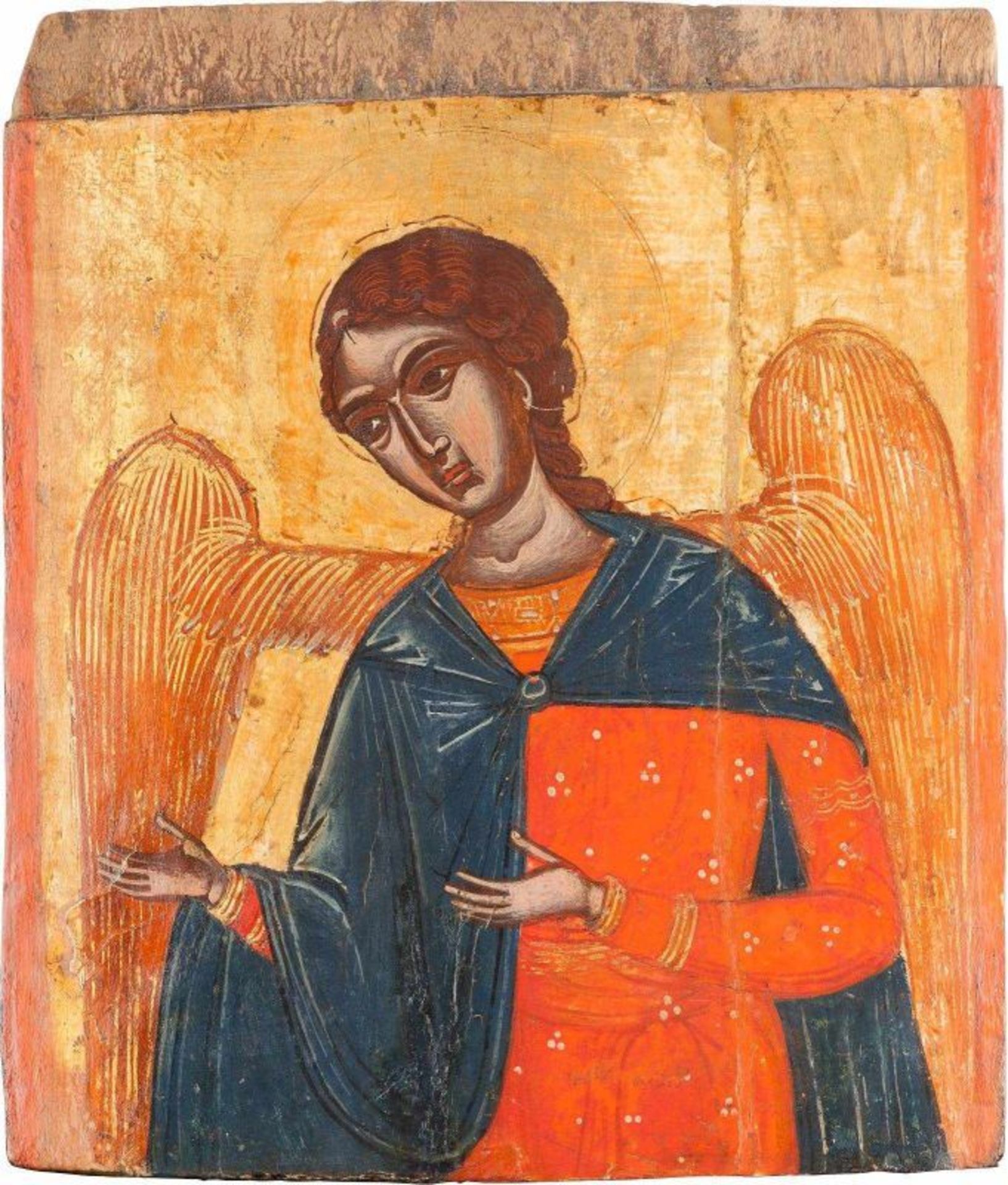 FEINE IKONE MIT DEM ERZENGEL GABRIEL AUS DER DEESIS EINER KIRCHIKONOSTASE Griechenland, 18. Jh.