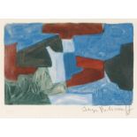 SERGE POLIAKOFF 1900 Moskau - 1969 Paris Composition Bleu, Vert, Rouge Farbaquatintaradierung auf