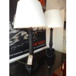 A pair of Empire style bronzed metal table lamps and shades,