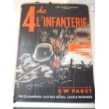 A French printed movie poster for 'De 4 L'Infanterie'. H. 156cm W.