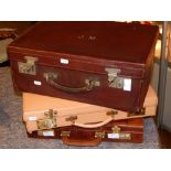 A leather gentleman's attache case by Papworth, London, blons tan leather with green cloth interior,