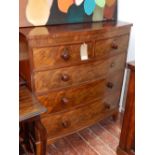 A Victorian mahogany bow-front chest, fitted two short over three graduated long drawers. W.