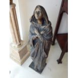 A Victorian style bronze female in long flowing cloak. H. 94cm