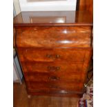 A 19th century flame mahogany gentleman's dressing chest, the hinged top with patent sliding