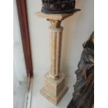 A pair of Victorian style reconstituted marble and gilt metal pedestals, with fluted columns on