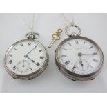 A silver open face pocket watch, enamel dial with Roman numerals, subsidiary seconds at six, dial