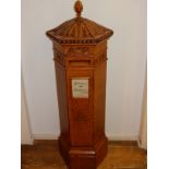 A late Victorian Irish penfold pattern oak internal postbox by Strahan & Co, Henry St. Dublin, of