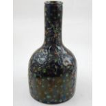 A Chinese bottle shape vase, the green gilt glazed body with moulded decoration, impressed character