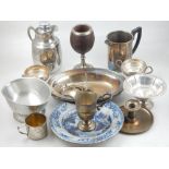 Quantity of silver plate, including a coconut cup, entree dish and sundry items including an early