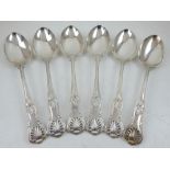 A set of six silver Kings Pattern table spoons, C J Vander, London 1961.