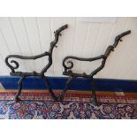 A pair of Victorian Coalbrookdale cast iron bench ends modelled as naturalistic branches.