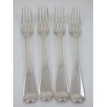 A set of four George III silver table forks, Thomas Wilkes Barker London 1806.