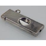 A Continental engine turned silver cigar cutter, marked MW and 925.